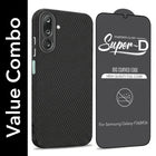 For Samsung Galaxy M36 | Samsung Galaxy F36 Combo with Back Cover and 9H Tempered Glass (Liquid Silicone | Camera Protection | Oleophobic Coating Screen Glass)