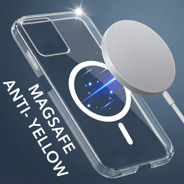 For Motorola Moto G54 Back Cover Case Lifetime Anti-Yellow MagSafe Compatible Clear (Sleek Hard Crystal | Shockproof and Camera Protection)