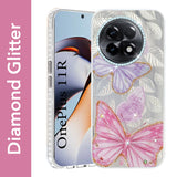For OnePlus 11R Back Cover Case  (Luxury Floral Glitter Cute Butterfly | Diamond Studded Camera Bump | Girls & Women Design)