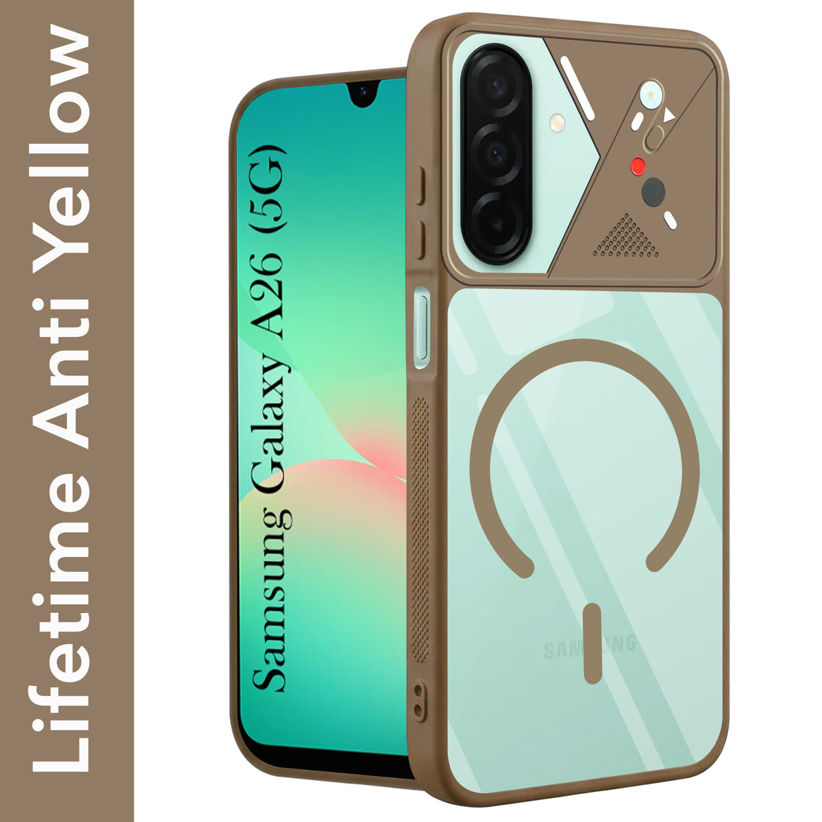 For Samsung Galaxy A26 5G Back Cover Case Lifetime Anti-Yellow Clear (Camera Protection | Side Grip | Wireless MagSafe Compatible)