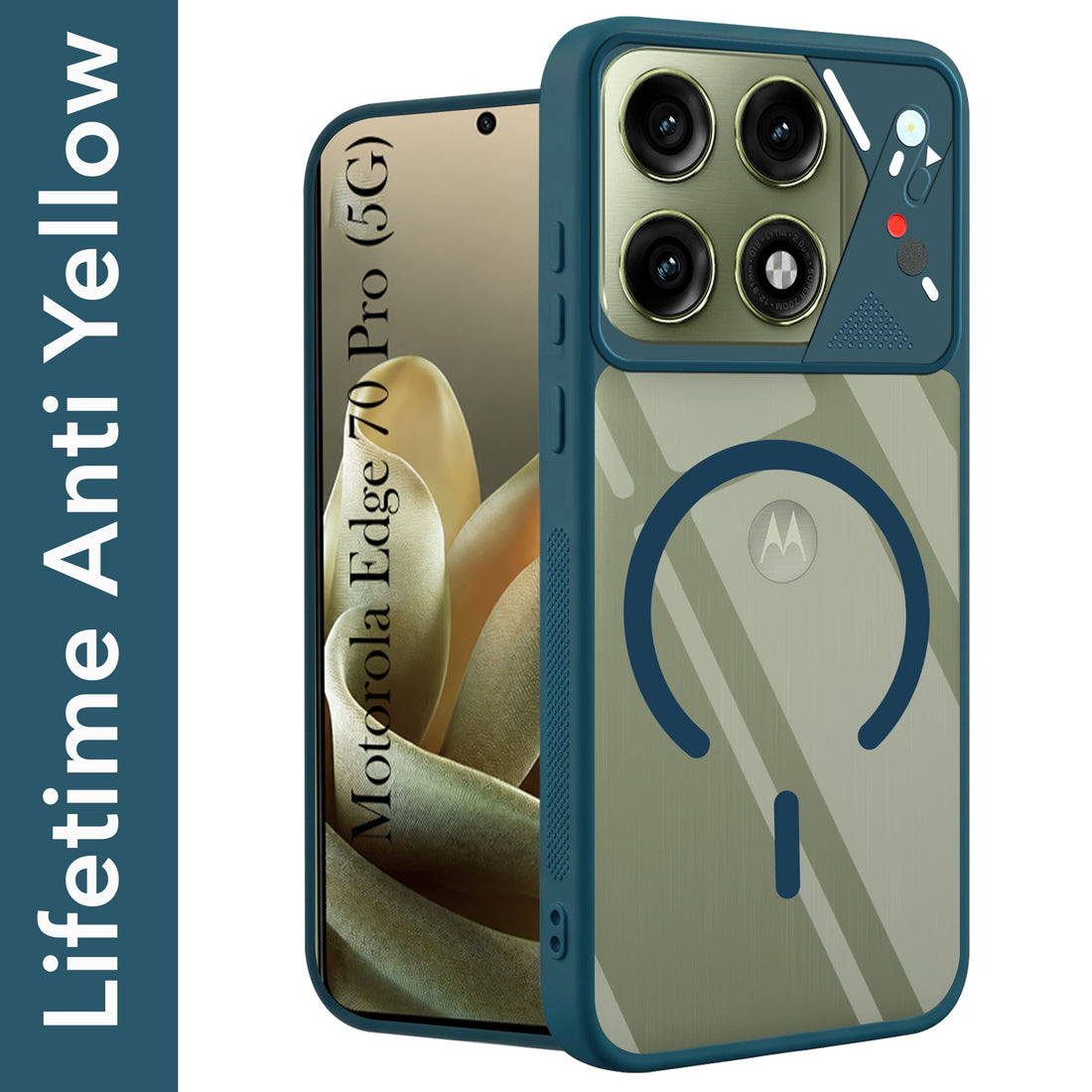 For Motorola Moto Edge 70 Pro Back Cover Case Lifetime Anti-Yellow Clear (Camera Protection | Side Grip | Wireless MagSafe Compatible)