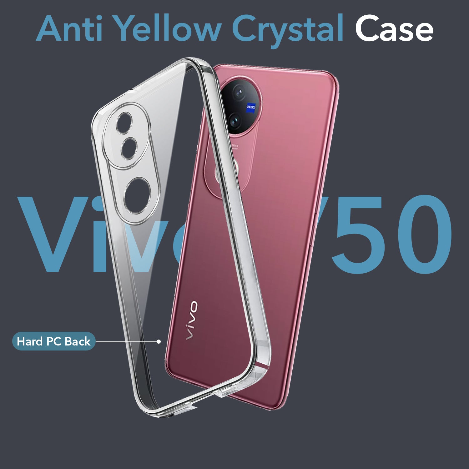 For Vivo V50 | Vivo V50e Back Cover Case (Hard Anti Yellow Clear Case | Sleek Hard Crystal Clear | Drop & Camera Protection | Shockproof Polycarbonate)