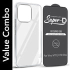 For Vivo V70 | Vivo V70 Elite 5G Combo with Back Cover and 9H Tempered Glass (Lifetime Anti-Yellow | Sleek Hard Crystal | Oleophobic Coating Screen Glass)