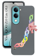For Vivo iQOO Z10 Lite Back Cover Case ( Wrist Hanging Chain | Teddy Bracelet Charms | Dual Color Matte Finish | Full Camera Protection | Sleek and