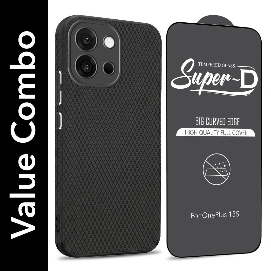 For OnePlus 13S Combo with Back Cover and 9H Tempered Glass (Lifetime Anti-Yellow | Crystal Clear Shockproof | Oleophobic Coating Screen Glass)