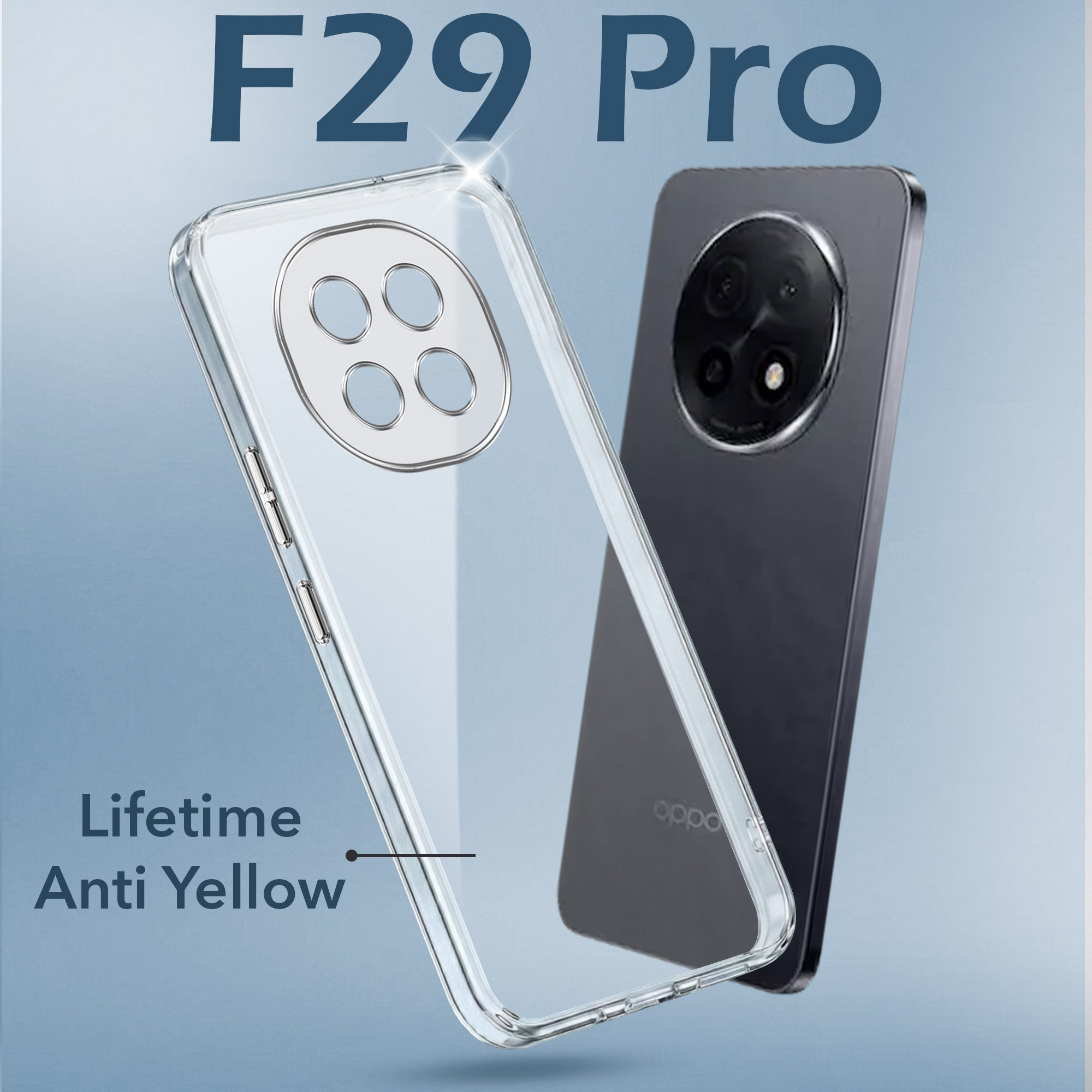 For Oppo F29 Pro Back Cover Case (Hard Anti Yellow Clear Case | Sleek Hard Crystal Clear | Drop & Camera Protection | Shockproof Polycarbonate)