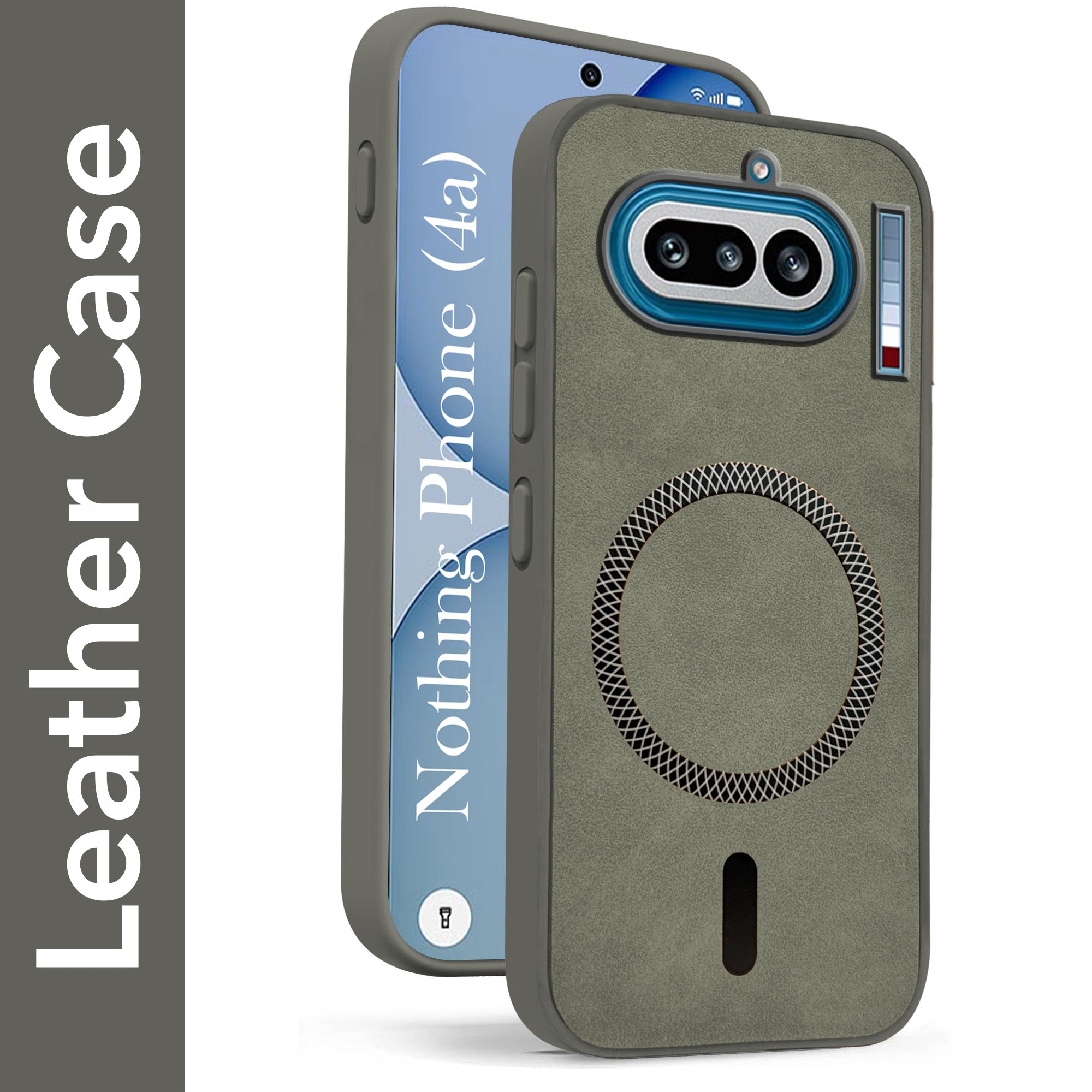 For Nothing Phone 4A 5G Back Cover Case Leather Finish (MagSafe Compatible Wireless Charging | Soft Touch | Camera Bump Protection)