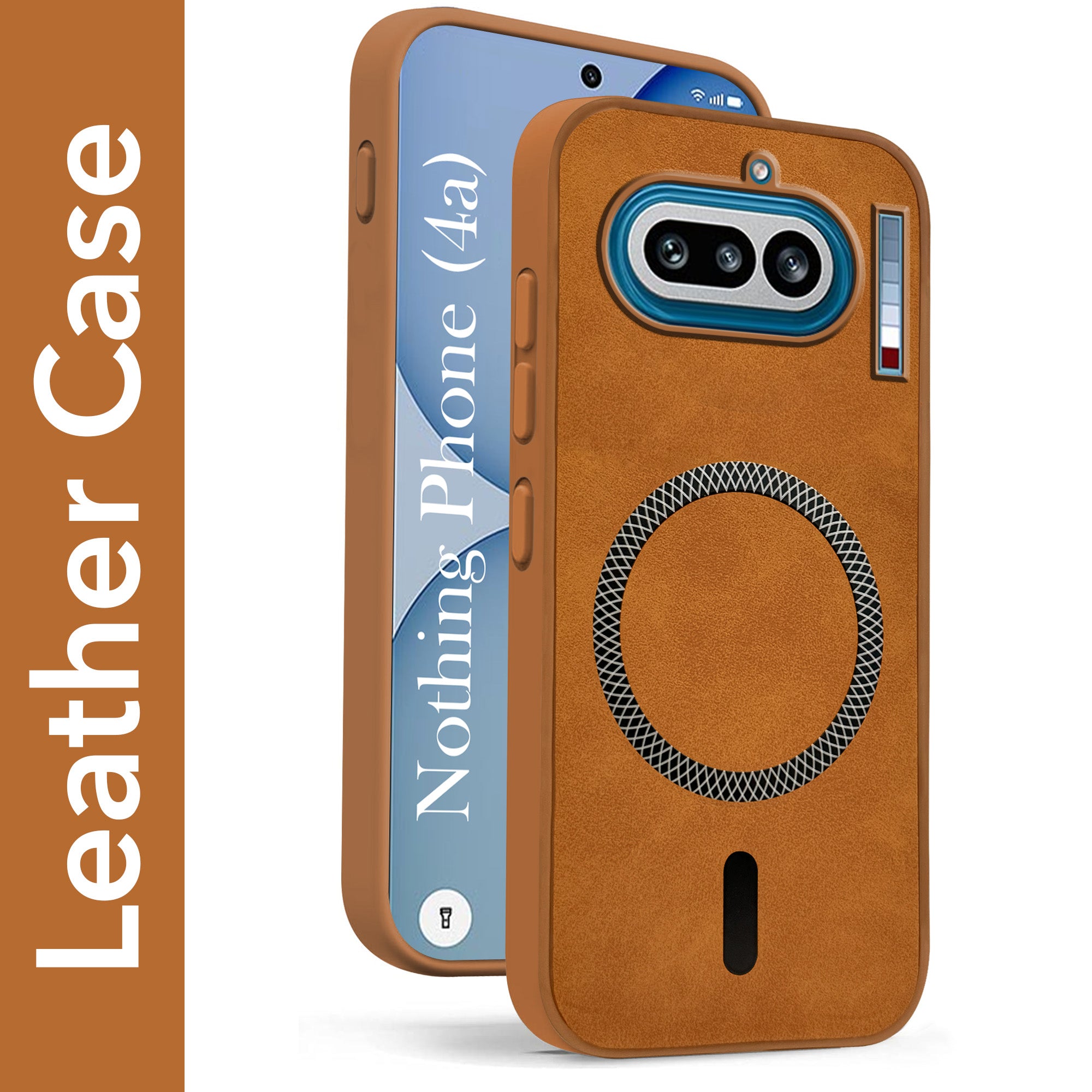 For Nothing Phone 4A 5G Back Cover Case Leather Finish (MagSafe Compatible Wireless Charging | Soft Touch | Camera Bump Protection)
