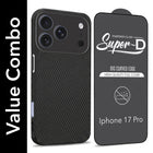 For iPhone 17 Pro Combo with Back Cover and 9H Tempered Glass (Liquid Silicone | Camera Protection | Oleophobic Coating Screen Glass)