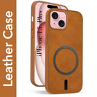 For Apple iPhone 15 Plus Back Cover Case (Sleek Leather Finish | MagSafe Compatible Wireless Charging | Camera Bump Protection)