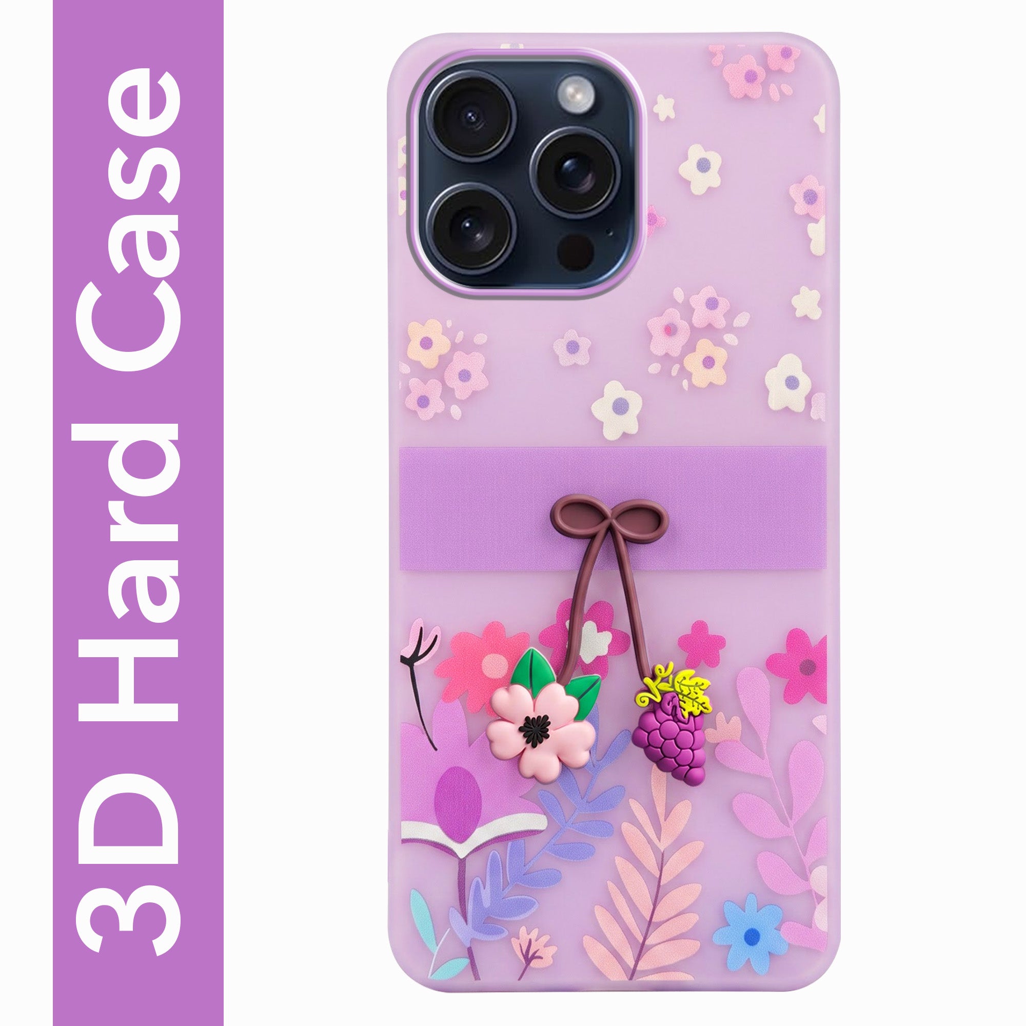 For Apple iPhone 15 Pro Max Back Cover Case (3D Cute Cartoons | Hard Back Side Soft | Matte Premium Finish | HD Printing)