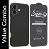 For Apple iPhone 17 Combo with Back Cover and 9H Tempered Glass (Liquid Silicone | Camera Protection | Oleophobic Coating Screen Glass)