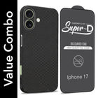 For Apple iPhone 17 Combo with Back Cover and 9H Tempered Glass (Liquid Silicone | Camera Protection | Oleophobic Coating Screen Glass)