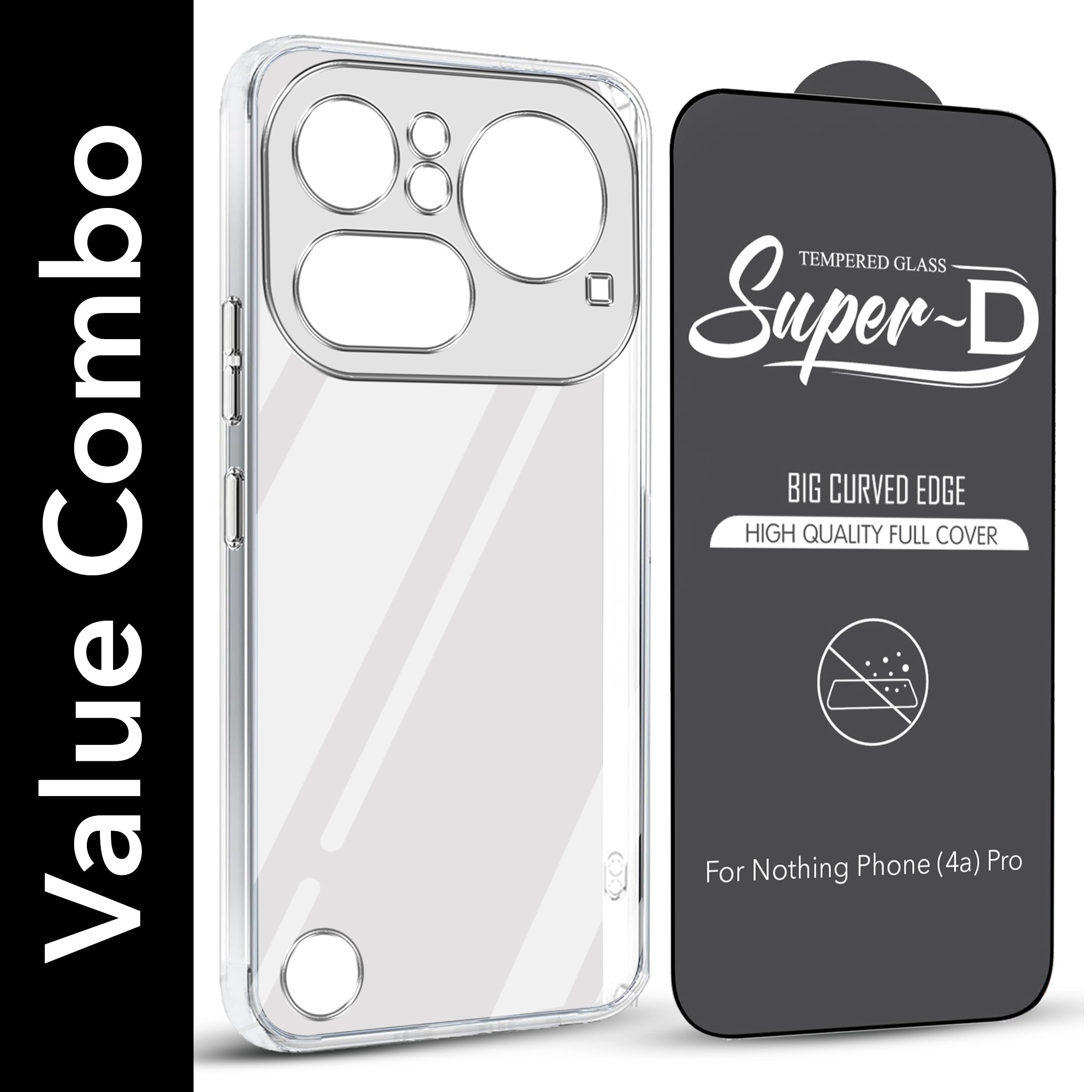 For Nothing Phone 4A Pro 5G Combo with Back Cover and 9H Tempered Glass (Lifetime Anti-Yellow | Sleek Hard Crystal | Oleophobic Coating Screen Glass)