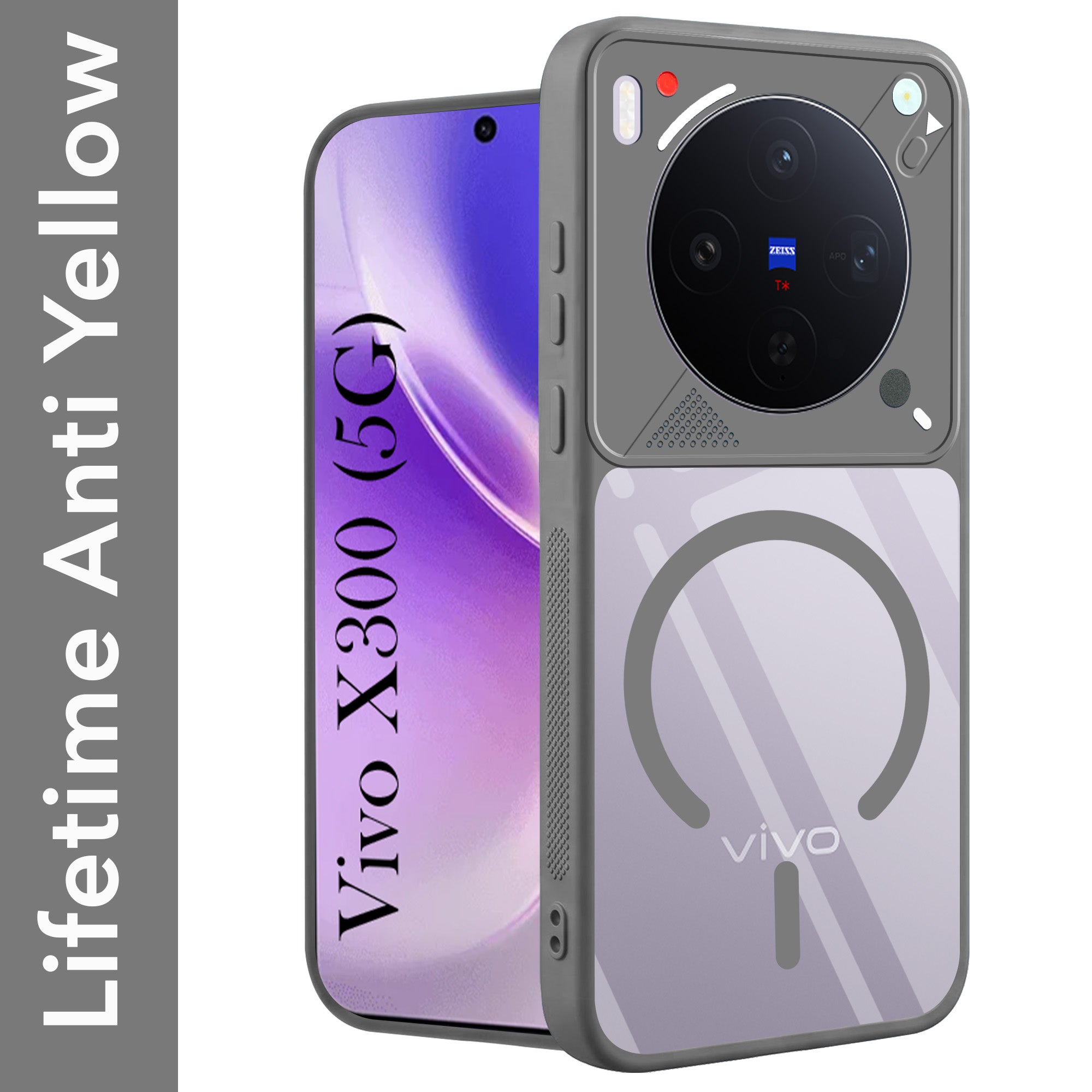 For Vivo X300 5G Back Cover Case Lifetime Anti-Yellow Clear (Camera Protection | Side Grip | Wireless MagSafe Compatible)
