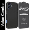 For Apple iPhone 16 Combo with Back Cover and 9H Tempered Glass (Liquid Silicone | Camera Protection | Oleophobic Coating Screen Glass)