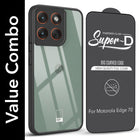 For Motorola Moto Edge 70 Combo with Back Cover and 9H Tempered Glass (Lifetime Anti-Yellow | Crystal Clear Shockproof | Oleophobic Coating Screen Glass)