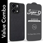 For Oppo Reno14 Pro|  Oppo Reno14 Pro Combo (Textured Grip Design | Micro-Fiber Cloth Inside | Oleophobic Coating Screen Glass)