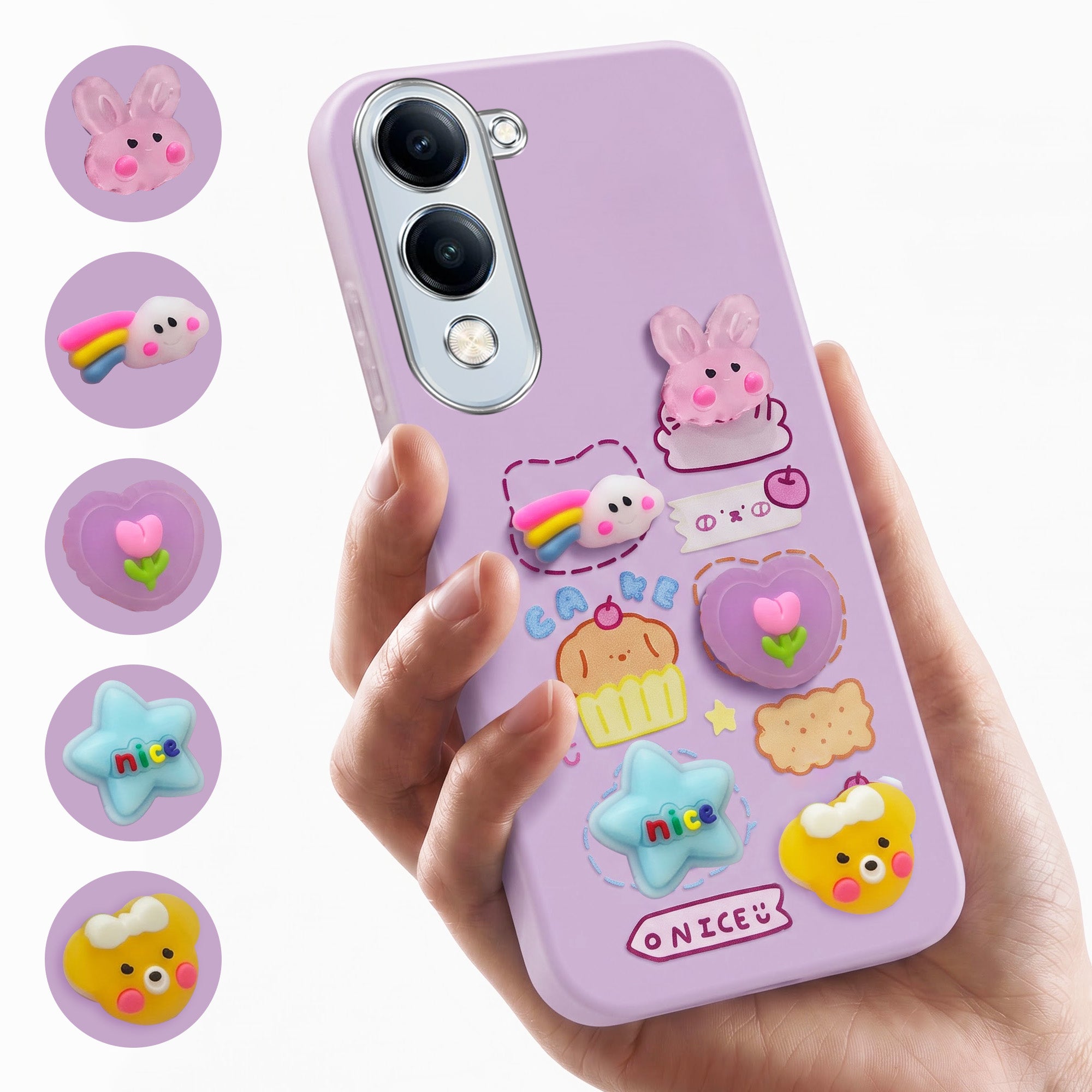 For Vivo Y19 | Vivo Y19e | Vivo T4 Lite Back Cover Case (3D Cute Cartoons | Hard Back Side Soft | Matte Premium Finish | HD Printing)