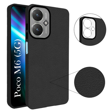 For Poco M6 5G Back Cover Case (Glass Like Camera Protection | Leather Feel | Minimalist Professional Grip)