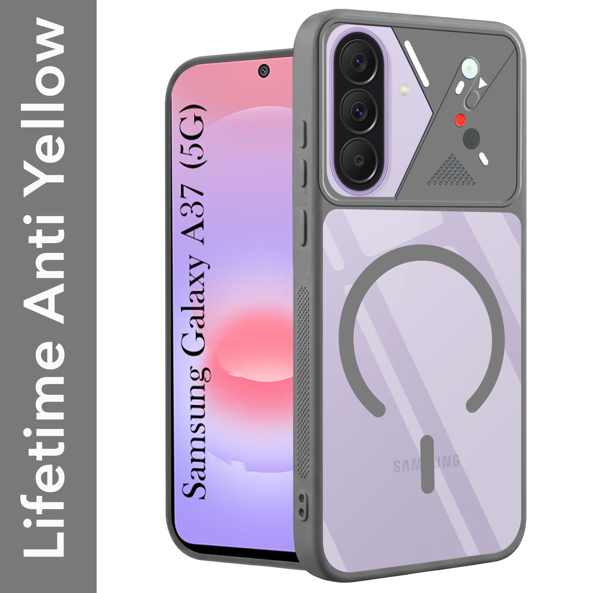 For Samsung Galaxy A37 5G Back Cover Case Lifetime Anti-Yellow Clear (Camera Protection | Side Grip | Wireless MagSafe Compatible)