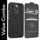 For Vivo V70 | Vivo V70 Elite 5G Combo with Back Cover and 9H Tempered Glass (Liquid Silicone | Camera Protection | Oleophobic Coating Screen Glass)