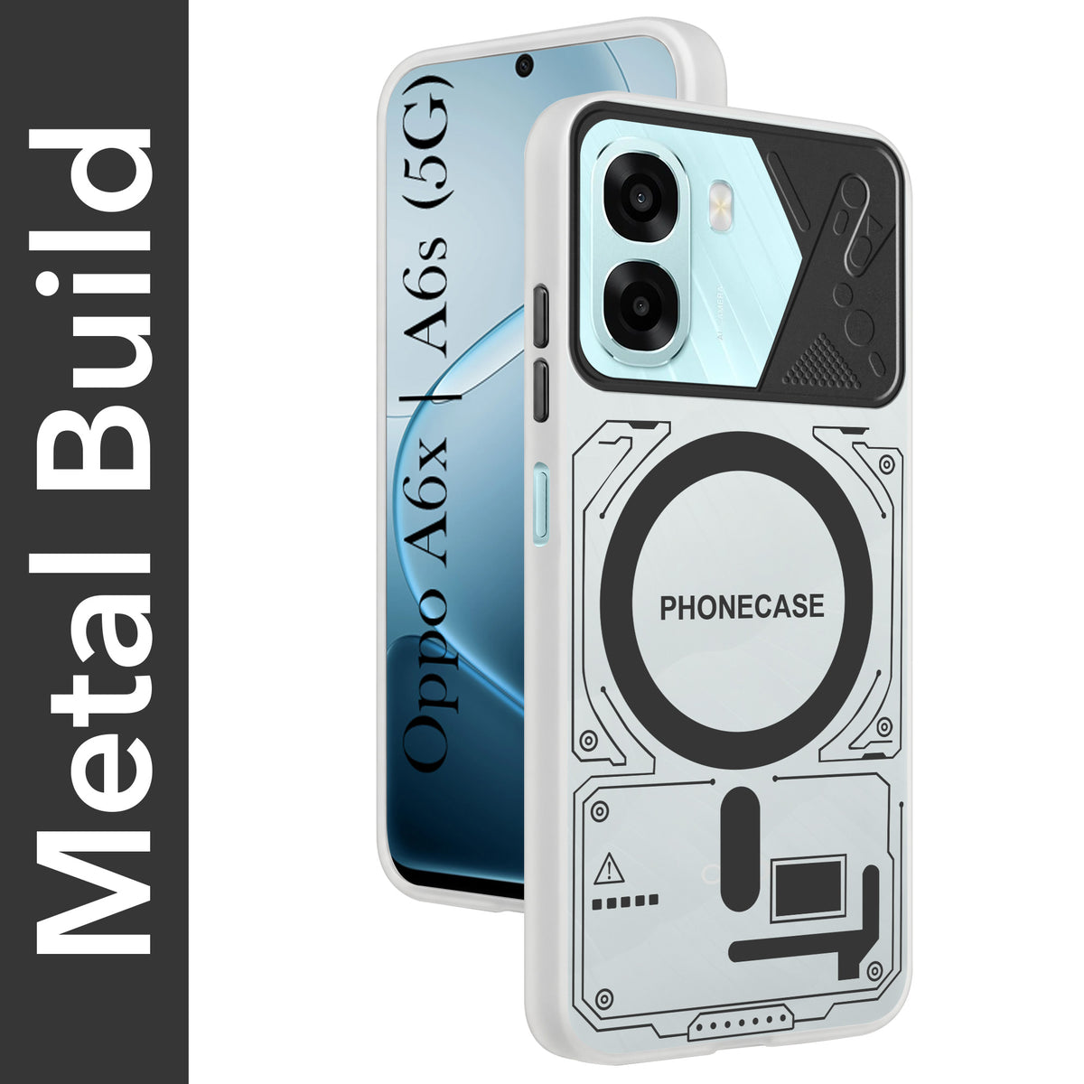 For Oppo A6X | Oppo A6S Metallic Back Cover Case (Metallic Camera Protection & Buttons | Translucent Milky Shade | Hard Polycarbonate)