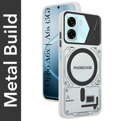 For Oppo A6X | Oppo A6S Metallic Back Cover Case (Metallic Camera Protection & Buttons | Translucent Milky Shade | Hard Polycarbonate)