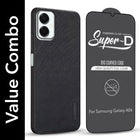 For Samsung Galaxy A06 Combo with Back Cover and 9H Tempered Glass (Textured Grip Design | Micro-Fiber Cloth Inside | Oleophobic Coating Screen Glass)