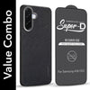 For Samsung Galaxy A36 5G Combo with Back Cover and 9H Tempered Glass (Textured Grip Design | Micro-Fiber Cloth Inside | Oleophobic Coating Screen Glass)