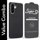 For Samsung Galaxy A36 5G Combo with Back Cover and 9H Tempered Glass (Textured Grip Design | Micro-Fiber Cloth Inside | Oleophobic Coating Screen Glass)