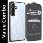 For Samsung Galaxy S24 FE Combo with Back Cover and 9H Tempered Glass (Lifetime Anti-Yellow | Crystal Clear Shockproof | Oleophobic Coating Screen Glass)
