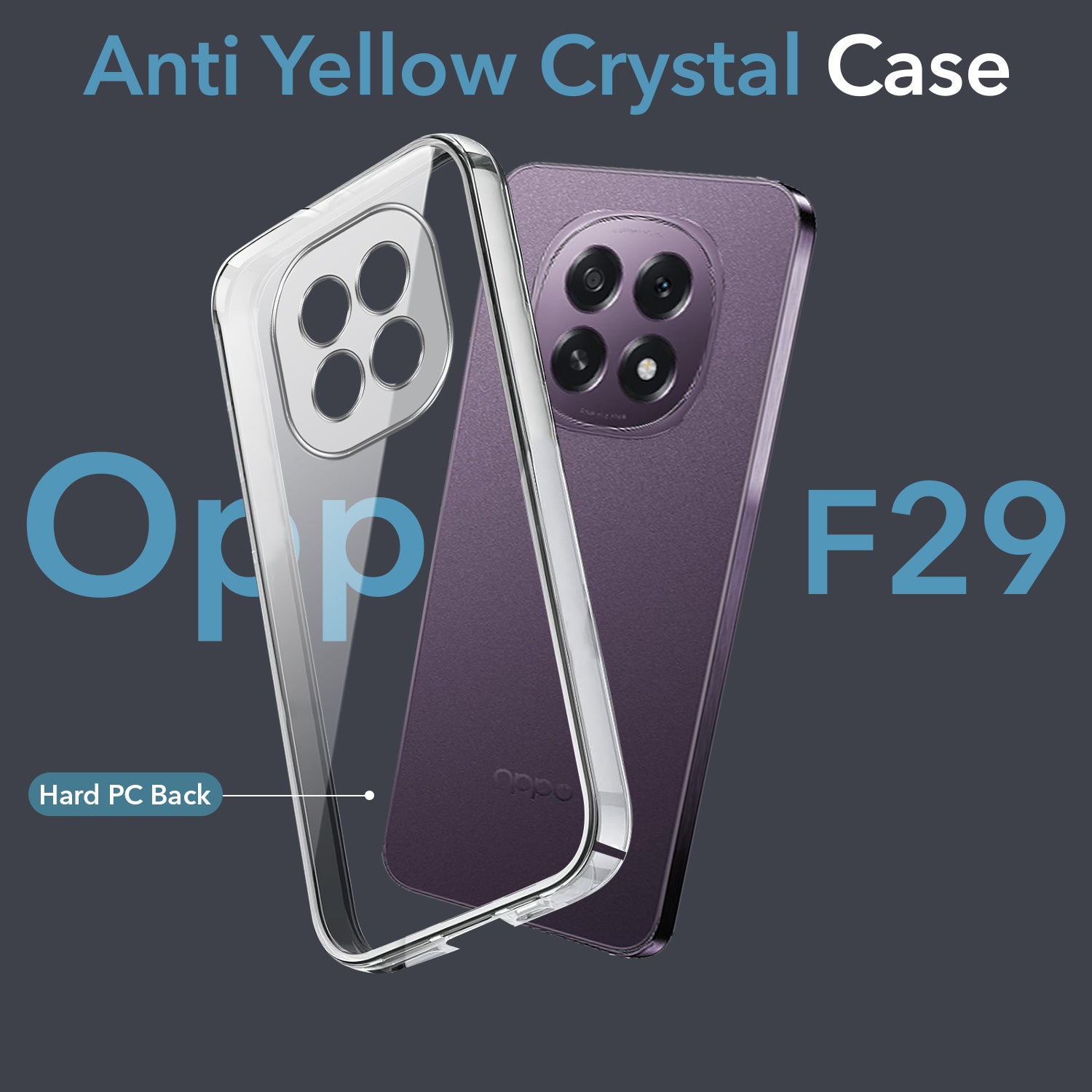 For Oppo F29 Back Cover Case (Hard Anti Yellow Clear Case | Sleek Hard Crystal Clear | Drop & Camera Protection | Shockproof Polycarbonate)