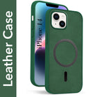 For Apple iPhone 14 Back Cover Case (Sleek Leather Finish | MagSafe Compatible Wireless Charging | Camera Bump Protection)