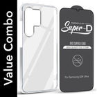 For Samsung Galaxy S24 Ultra Combo with Back Cover and 9H Tempered Glass (Lifetime Anti-Yellow | Sleek Hard Crystal | Oleophobic Coating Screen Glass)