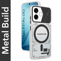 For Oppo F33 Pro 5G Metallic Back Cover Case (Metallic Camera Protection & Buttons | Translucent Milky Shade | Hard Polycarbonate)
