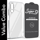 For Samsung Galaxy M36 | Samsung Galaxy F36 Combo with Back Cover and 9H Tempered Glass (Lifetime Anti-Yellow | Sleek Hard Crystal | Oleophobic Coating Screen Glass)