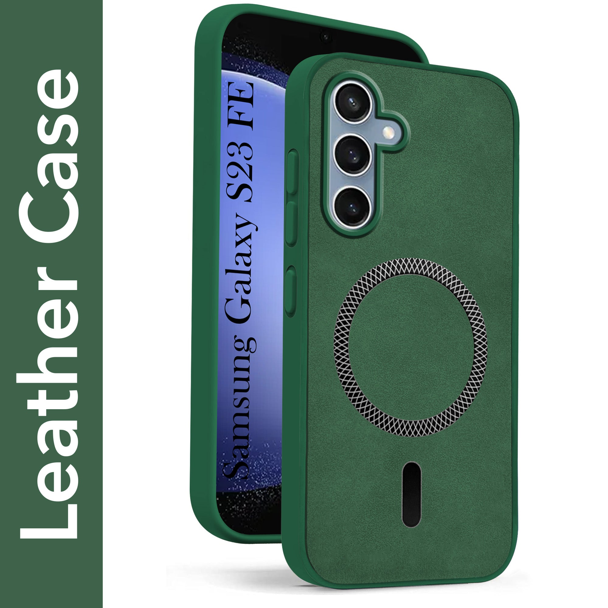 For Samsung Galaxy S23 FE 5G Back Cover Case Leather Finish (MagSafe Compatible Wireless Charging | Soft Touch | Camera Bump Protection)