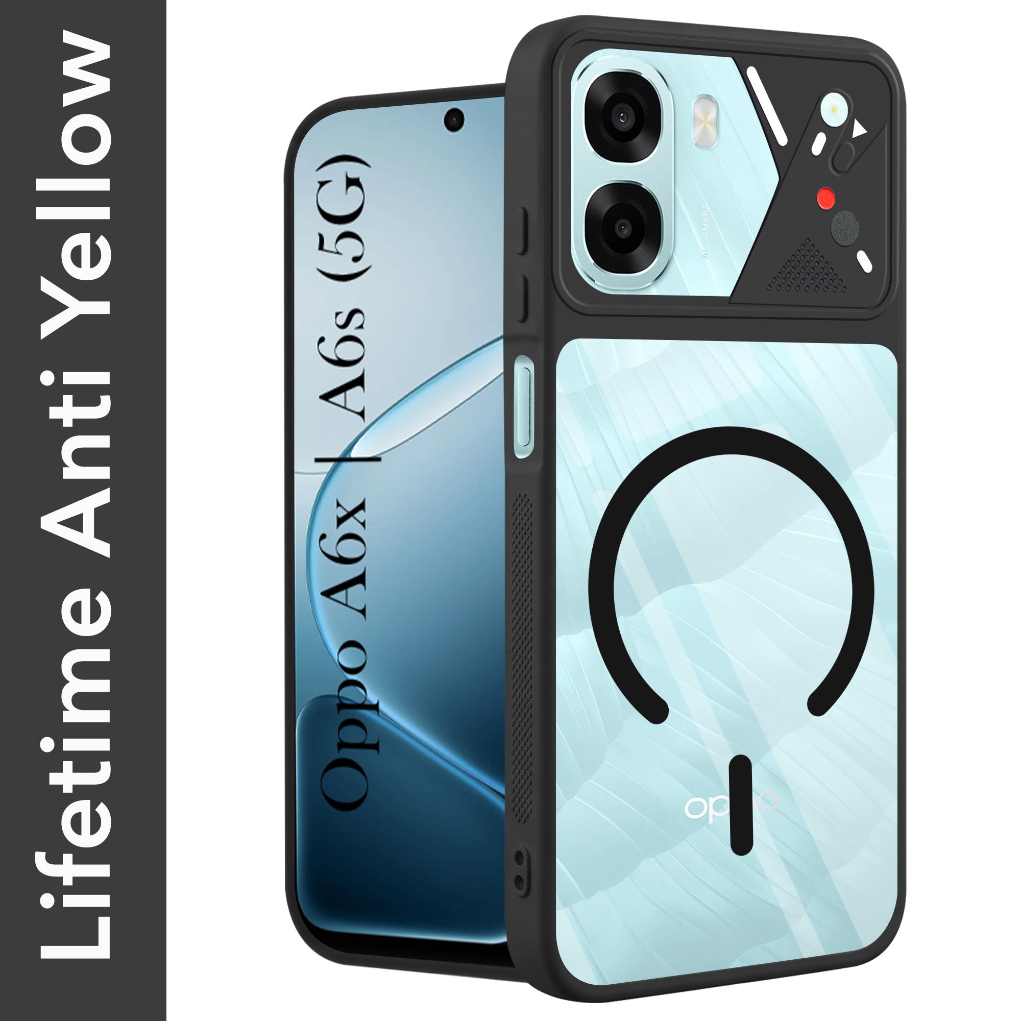 For Oppo A6X | Oppo A6S Back Cover Case Lifetime Anti-Yellow Clear (Camera Protection | Side Grip | Wireless MagSafe Compatible)