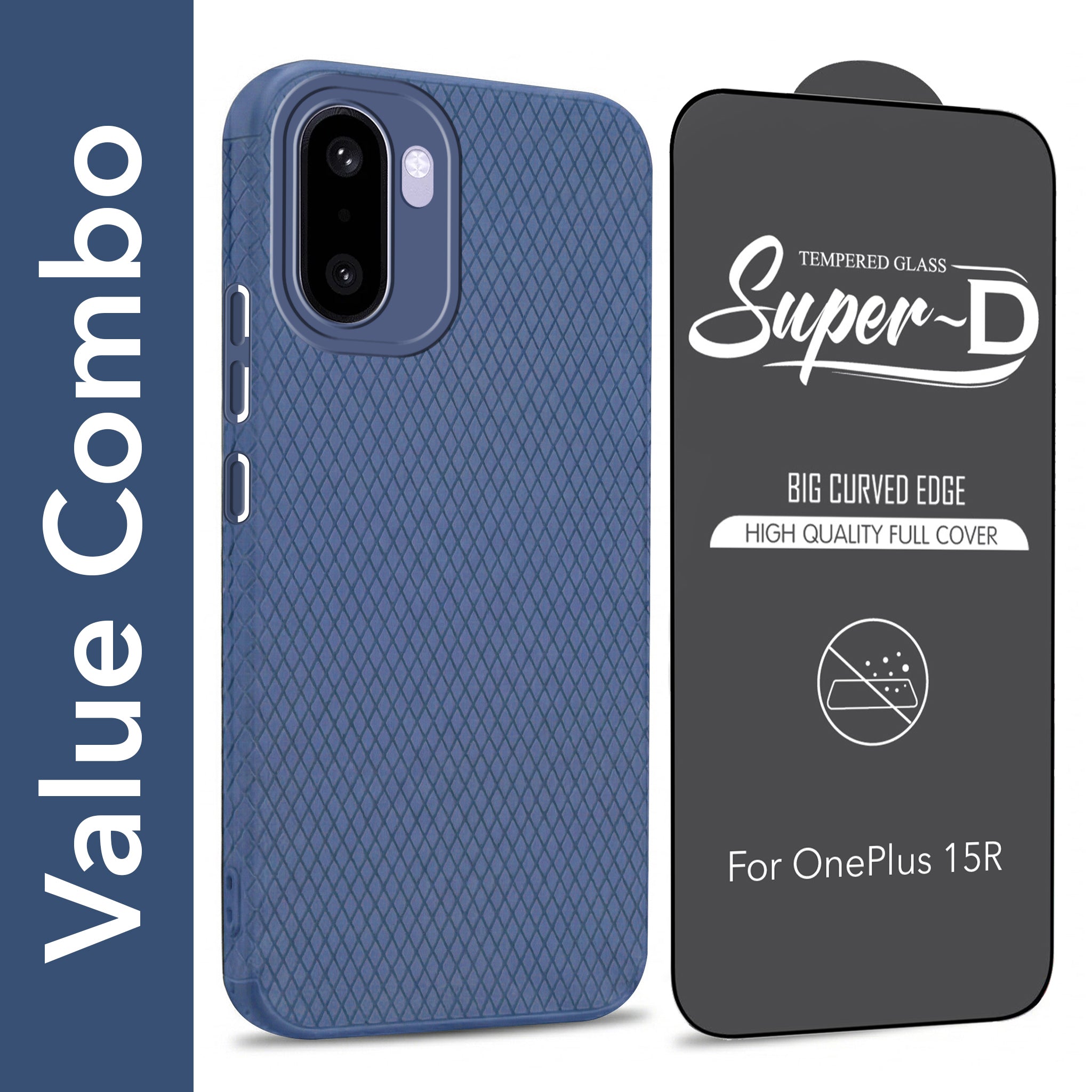 For OnePlus 15R Combo with Back Cover and 9H Tempered Glass (Liquid Silicone | Camera Protection | Oleophobic Coating Screen Glass)