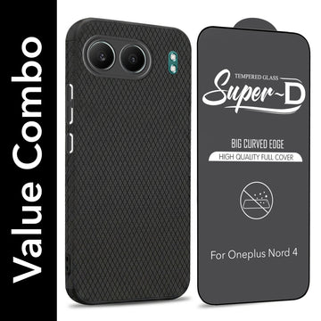 For Oneplus Nord 4 Combo with Back Cover and 9H Tempered Glass (Liquid Silicone | Camera Protection | Oleophobic Coating Screen Glass)