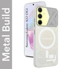 For Samsung Galaxy A35 5G Metallic Back Cover Case (Metallic Camera Protection & Buttons | Translucent Milky Shade | Hard Polycarbonate)