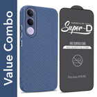 For Vivo V70 FE 5G Combo with Back Cover and 9H Tempered Glass (Liquid Silicone | Camera Protection | Oleophobic Coating Screen Glass)