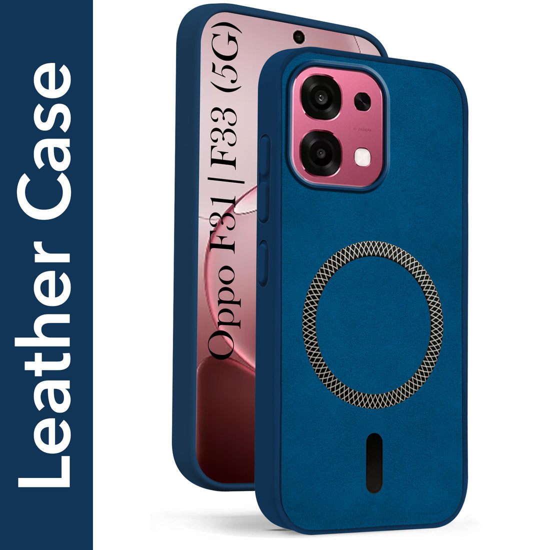 For Oppo F31 5G | Oppo F33 5G Back Cover Case Leather Finish (MagSafe Compatible Wireless Charging | Soft Touch | Camera Bump Protection)