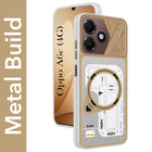For Oppo A6c 4G Metallic Back Cover Case (Metallic Camera Protection & Buttons | Translucent Milky Shade | Hard Polycarbonate)