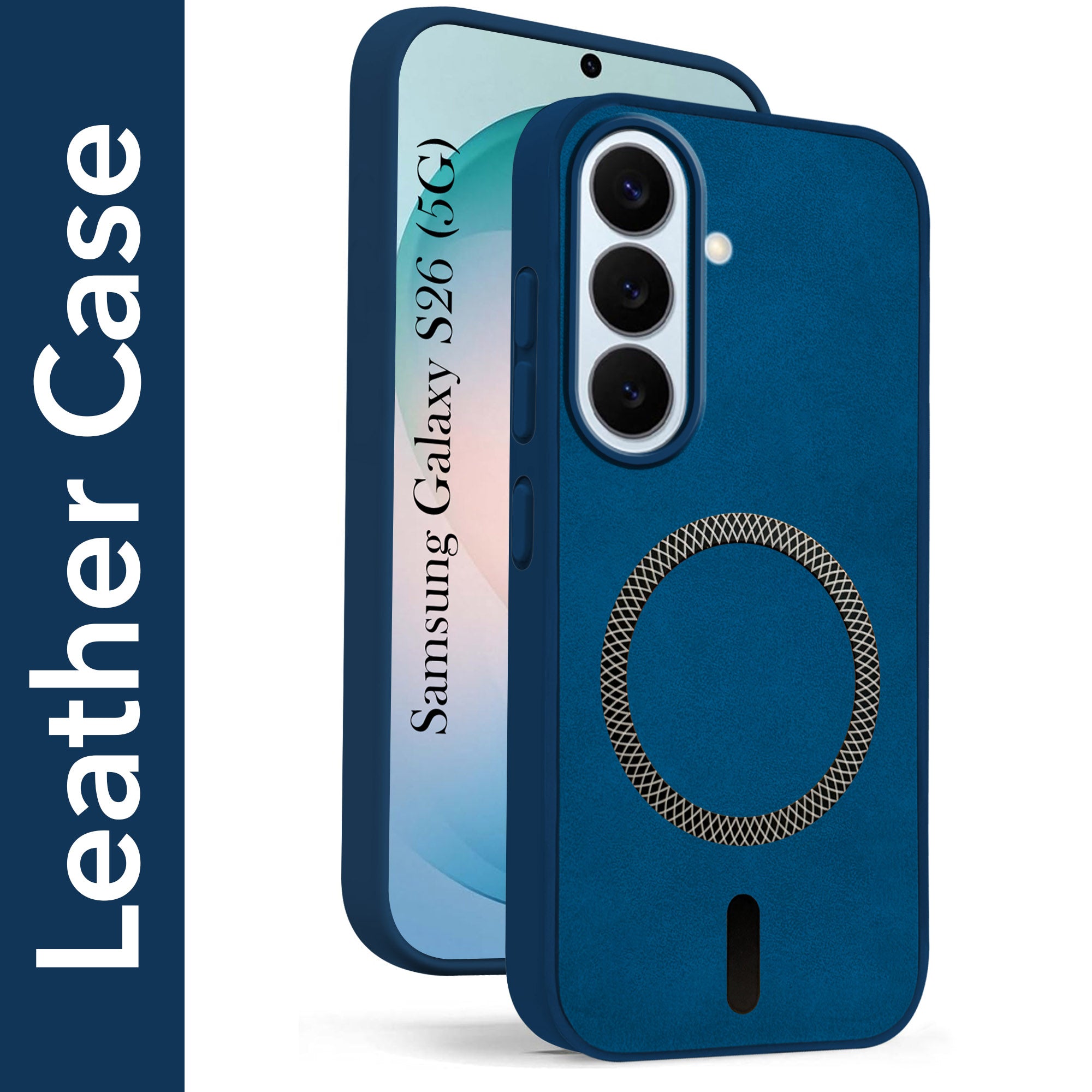 For Samsung Galaxy S26 5G Back Cover Case Leather Finish (MagSafe Compatible Wireless Charging | Soft Touch | Camera Bump Protection)
