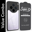 For Vivo X200T Combo with Back Cover and 9H Tempered Glass (Lifetime Anti-Yellow | Crystal Clear Shockproof | Oleophobic Coating Screen Glass)
