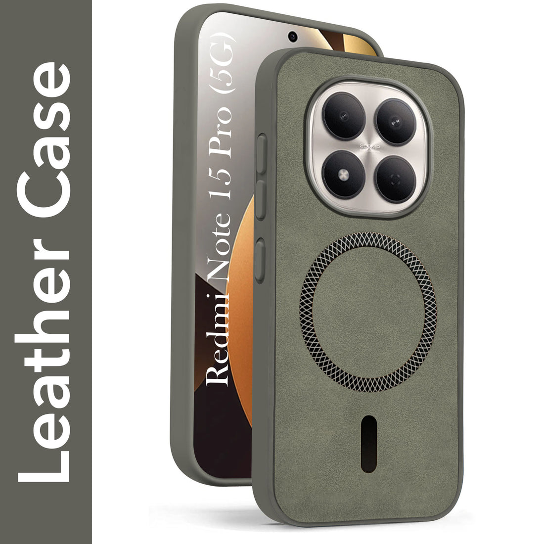 For Xiaomi Redmi Note 15 Pro 5G Back Cover Case Leather Finish (MagSafe Compatible Wireless Charging | Soft Touch | Camera Bump Protection)