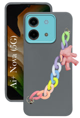 For Ai+ Nova 5G Back Cover Case ( Wrist Hanging Chain | Teddy Bracelet Charms | Dual Color Matte Finish | Full Camera Protection | Sleek and