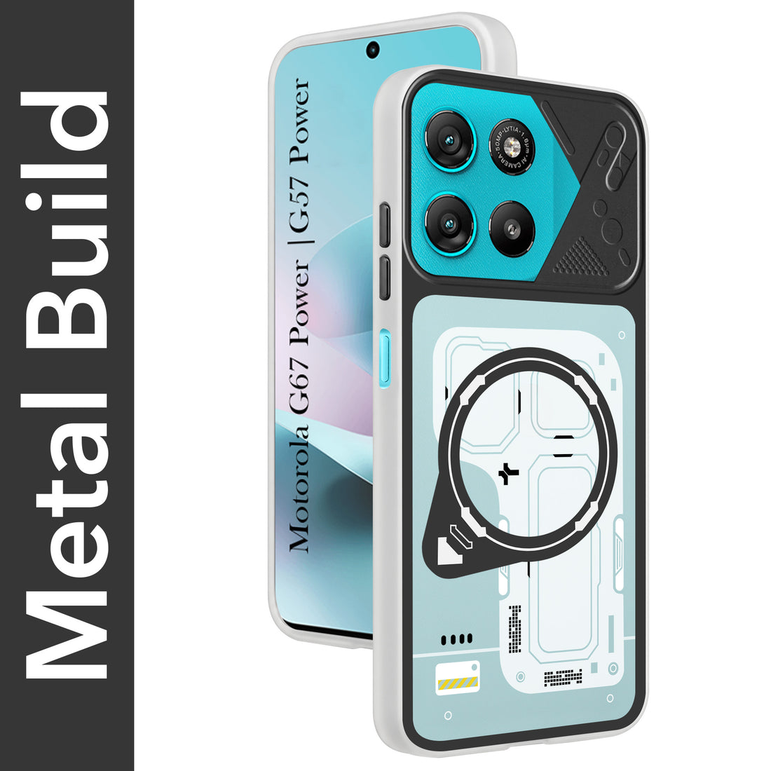 For Motorola Moto G67 Power | G57 Power Metallic Back Cover Case (Metallic Camera Protection & Buttons | Translucent Milky Shade | Hard Polycarbonate)